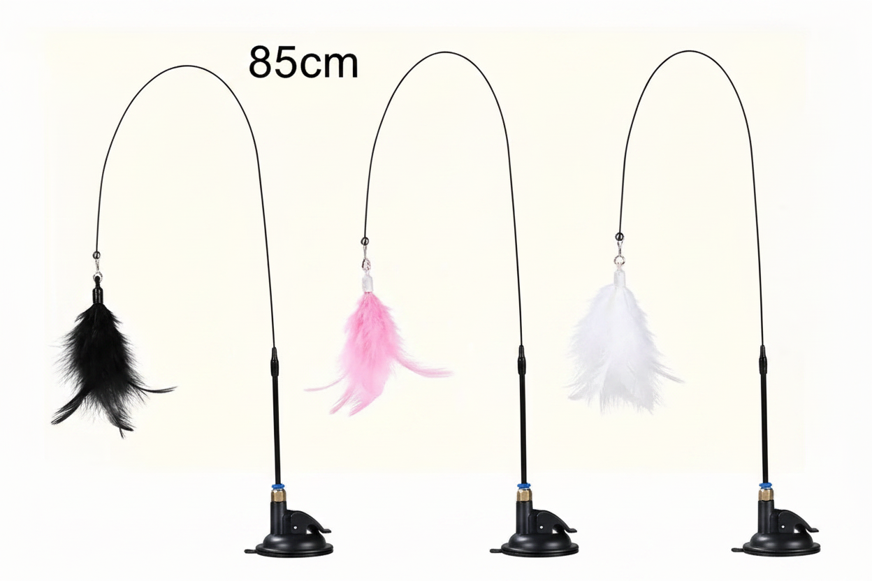 Drie kattenhengels roze zwart wit 85cm